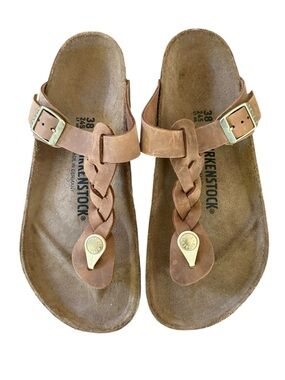 Birkenstock NWOB Gizeh Braided
Oiled Leather Cognac Sz 38